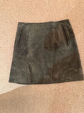 HM Leathercraft Dark Olive Suede Mini Skirt
